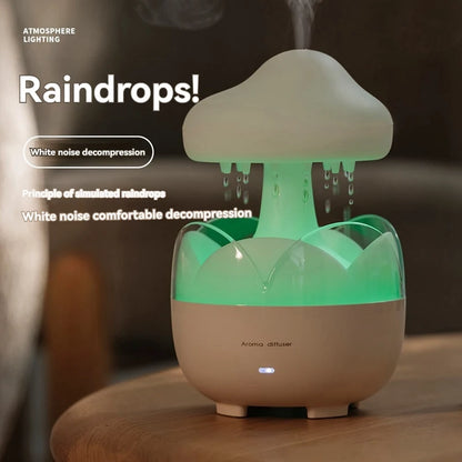 Humidificador de agua con forma de nube mini lluvia artificial para un mejor descanso  y luces nocturnas cómodas que cambian de color un 3 en 1