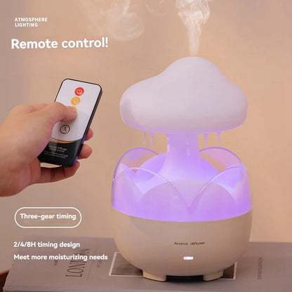 Humidificador de agua con forma de nube mini lluvia artificial para un mejor descanso  y luces nocturnas cómodas que cambian de color un 3 en 1