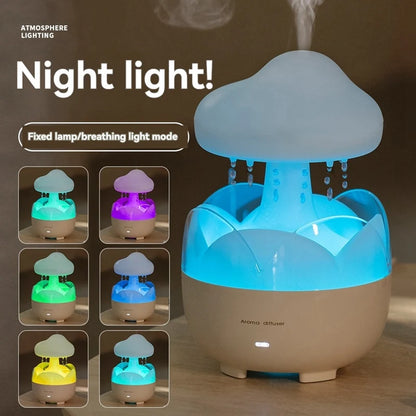 Humidificador de agua con forma de nube mini lluvia artificial para un mejor descanso  y luces nocturnas cómodas que cambian de color un 3 en 1